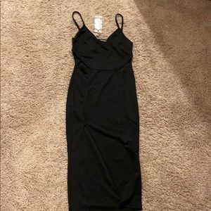 Cut out detail thigh split midi dress